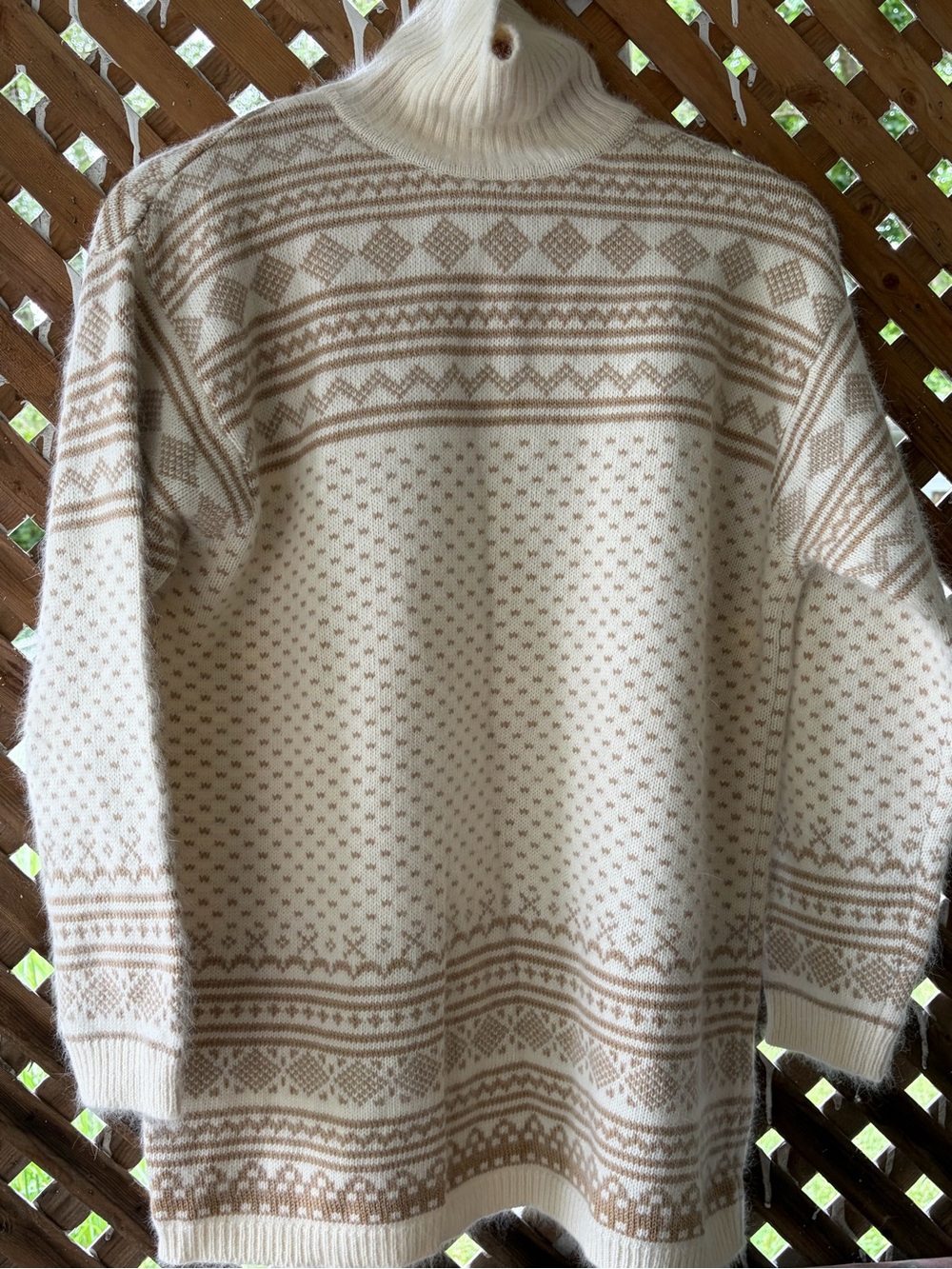 Vintage Embassy Row Sportswear Fair Isle Lambswool Angora Turtleneck Sweater